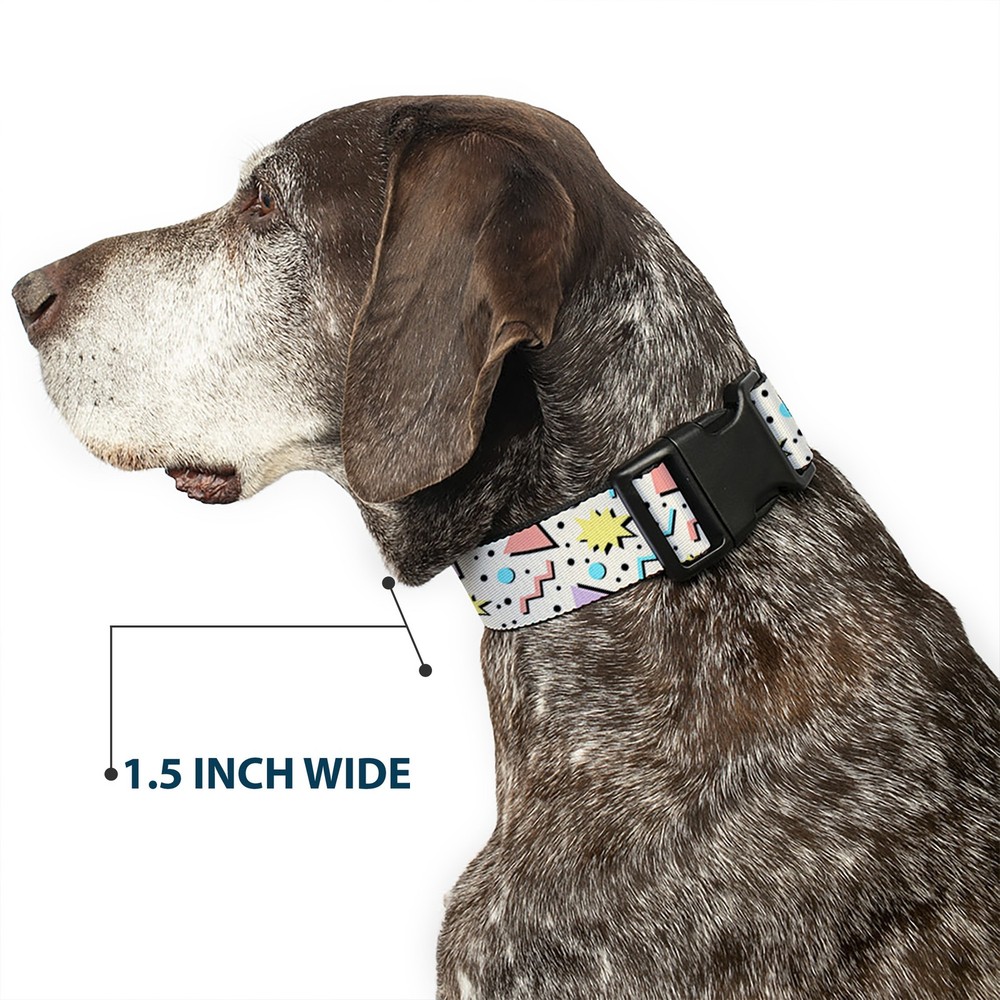 Plastic Clip Collar 90s Nineties Grid Pattern Gray/Multi Pastel Large 15-24"