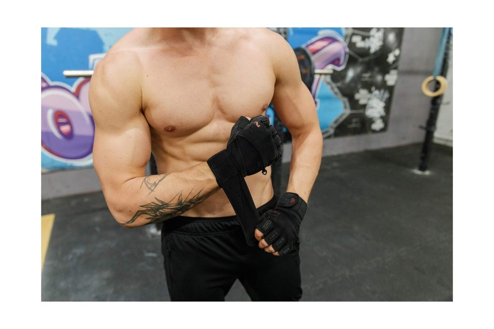 Weightlifting Gloves with Integrated Wrist Wrap Support, Double Stitching