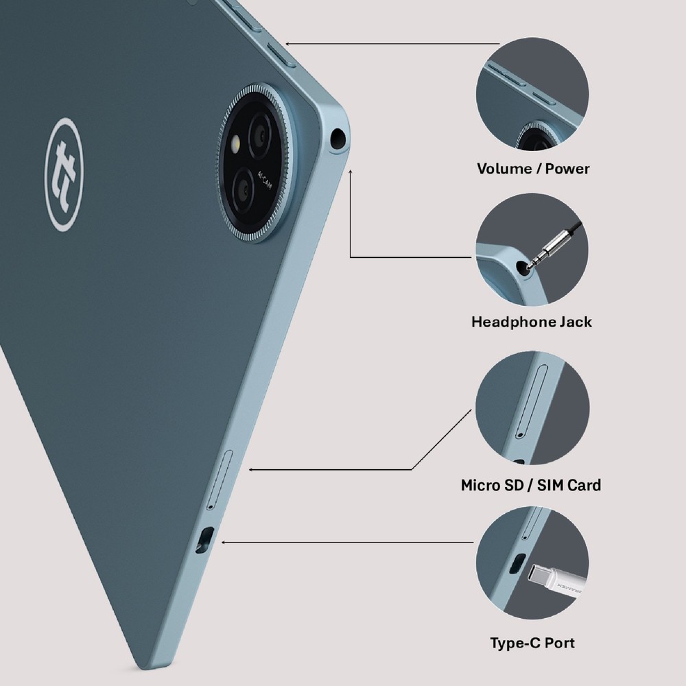 tabtoday 11 inch Tablet, Android 14, Octa-Core Processor 128GB ROM, WiFi - Blue