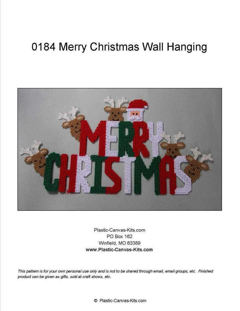 Merry Christmas Wall Hanging-Plastic Canvas Pattern or Kit