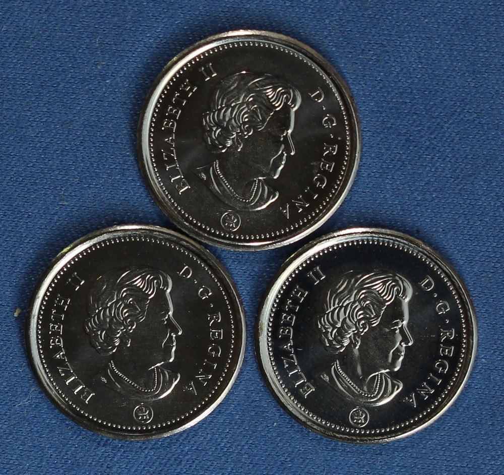 Canada 2014, 2015 and 2016 Dimes from Mint Rolls