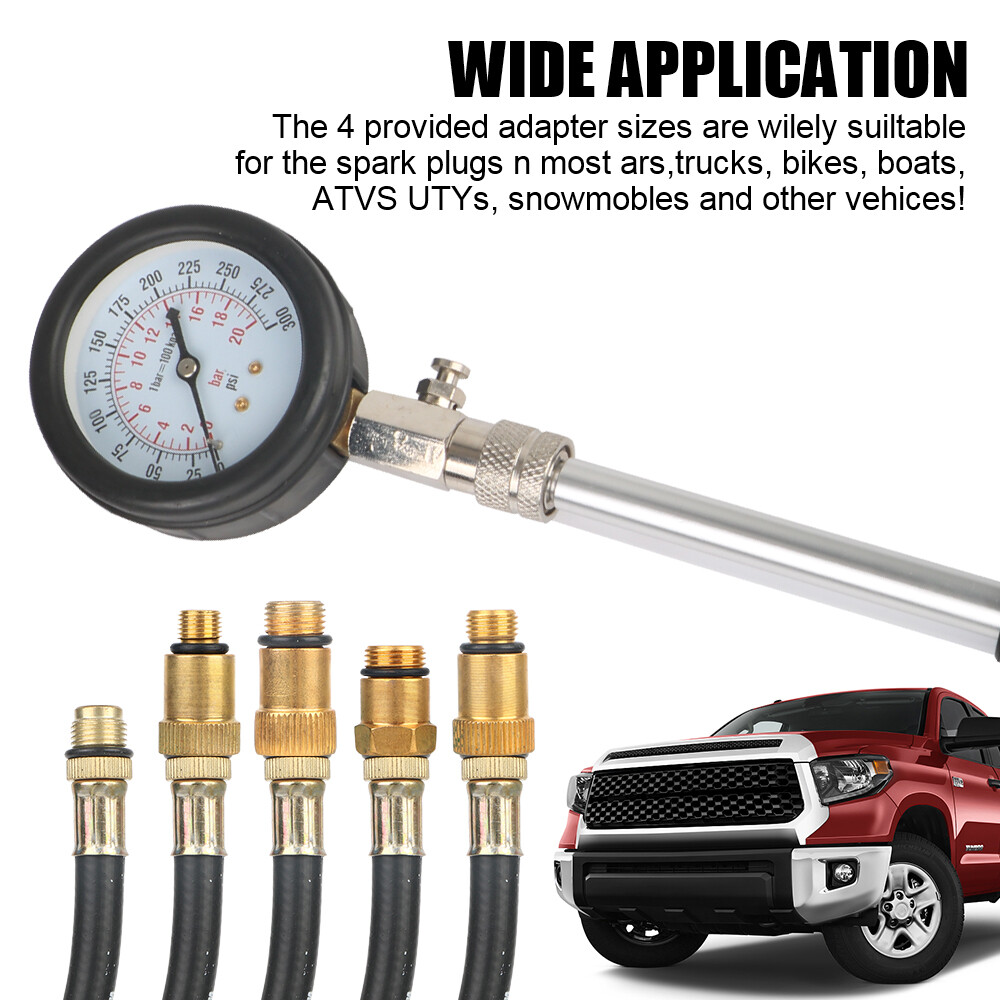 Professional Cylinder Engine Compression Tester Pressure Gauge Test Kit Motor US