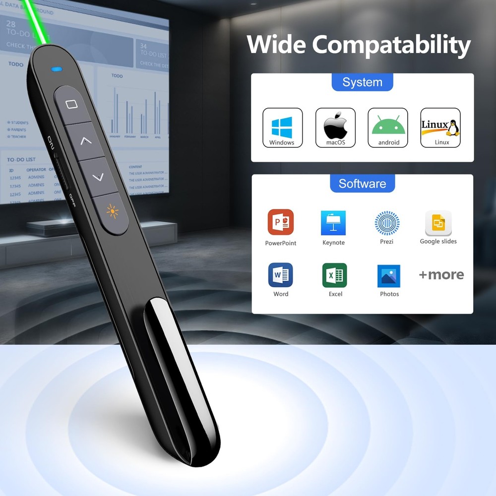 N76 Rechargeable Presentation clicker, Long Range Presentation Remote, Wirele...
