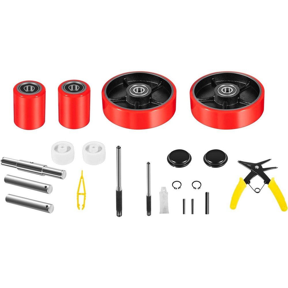 Pallet Jack Full Replacement Kit Steering Wheels 7"x2" Front Load Roller 3"x3.75