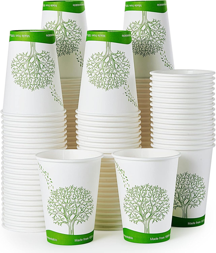 240 Count 12 Oz Compostable Paper Cups, Biodegradable Disposable Paper Coffee Cu