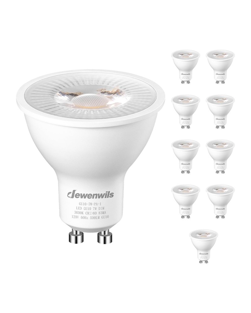 DEWENWILS 10-Pack GU10 LED Bulb Dimmable, 3000K Warm White GU10 Bulb Replace...