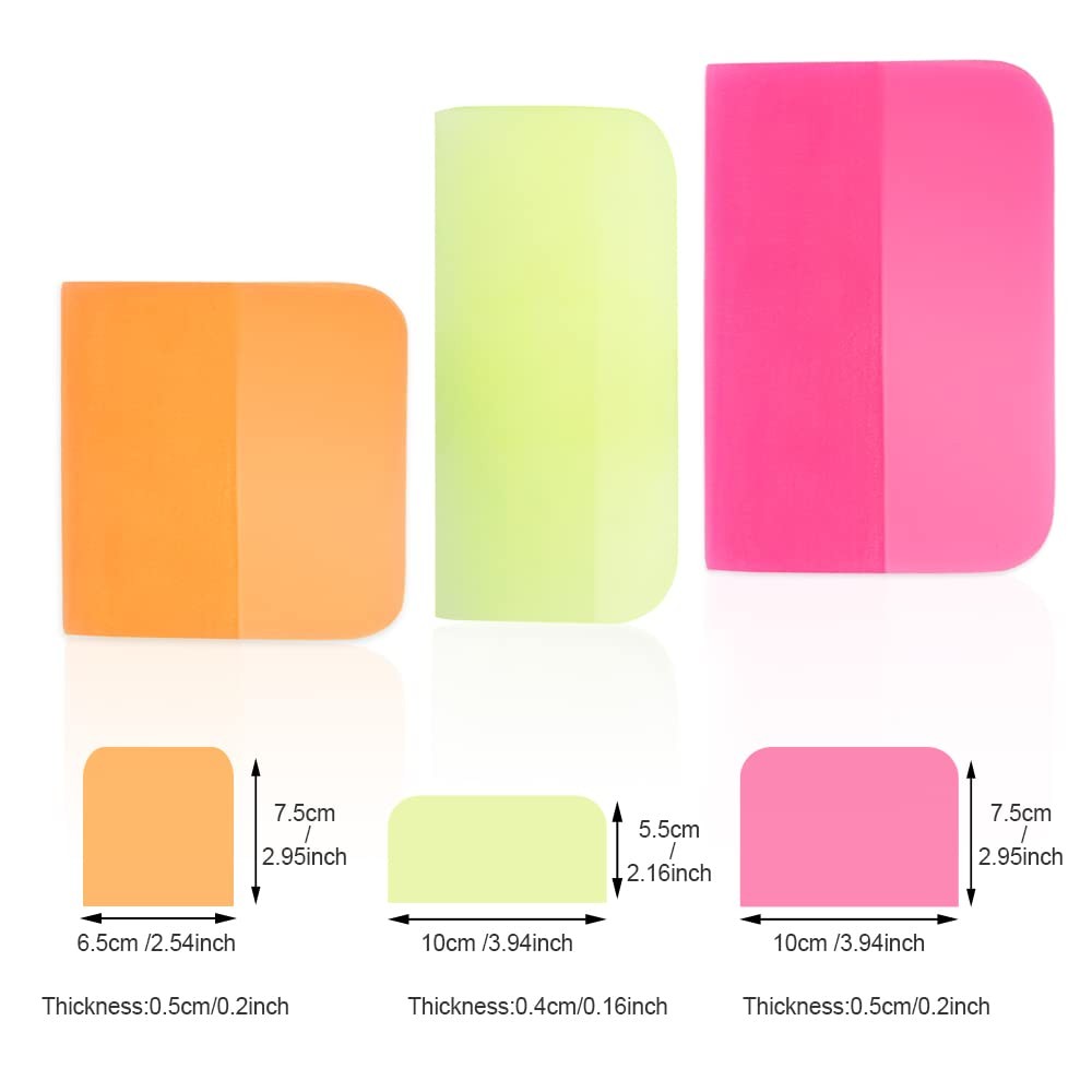 NEWISHTOOL PPF Squeegee for Vinyl, Soft Rubber Scraper Tools, 3 Colors