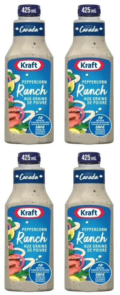 Kraft Peppercorn Ranch Salad Dressing, 425ml (4 Pack)