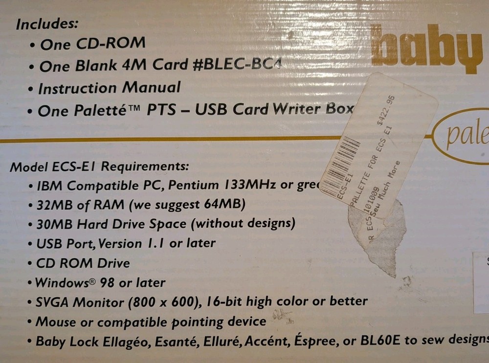Baby Lock Model ECS-E1 PES Transfer System Version 1.0