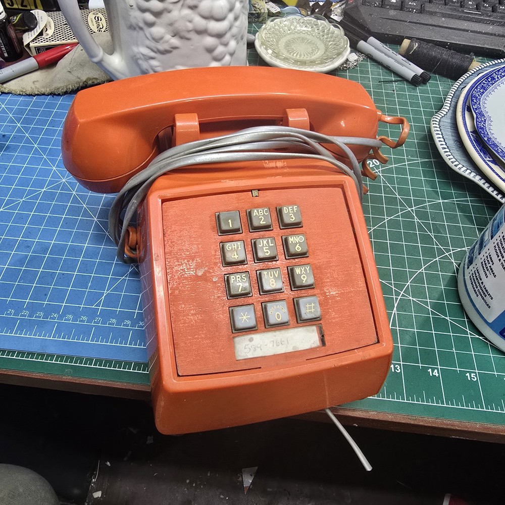 Original Rare ITT Orange Push Button Phone