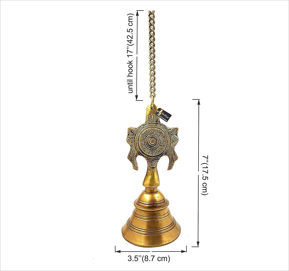Brass Shankh Chakra Design Hanging Bell