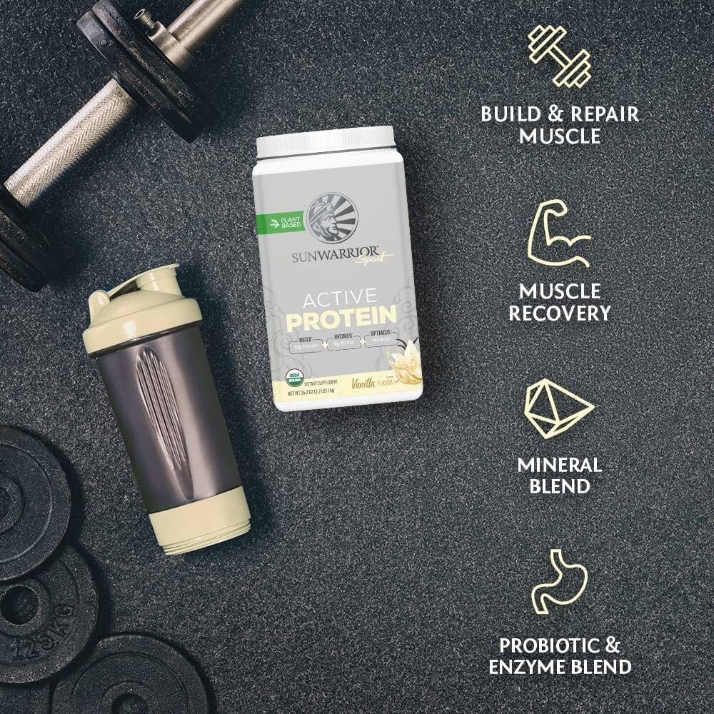 Sunwarrior Pre & Post Workout Active Protein Vegan - Vanilla Protein, 2.2 lbs