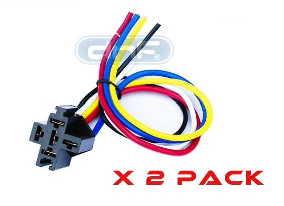 2 PACK 30/40/50 AMP 12V DC BOSCH STYLE RELAY HARNESS SOCKET + 100% COPPER WIRES