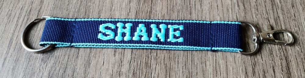 New Shane Personalized Keychain Dark Blue and Light Blue