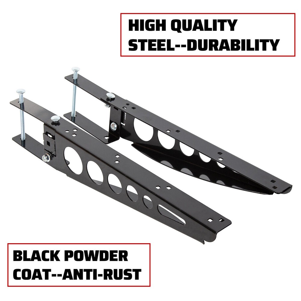 RV 4" Square Rear Bumper Mounted Cargo Box Carrier Support Arms Bracket Black