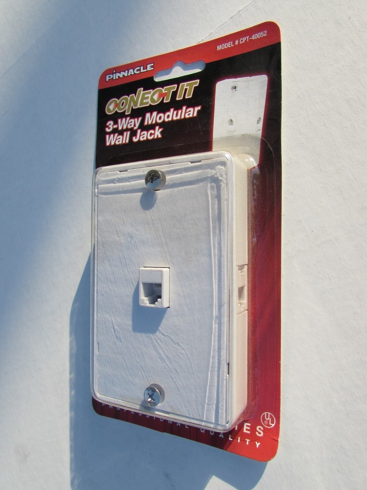3 WAY Modular Surface Mount Phone Jack Wall Plate Flush Home Telephone, white