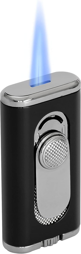 Verano Flat Flame Cigar Lighter, Attractive Gift Box, Elegant Metal Construction