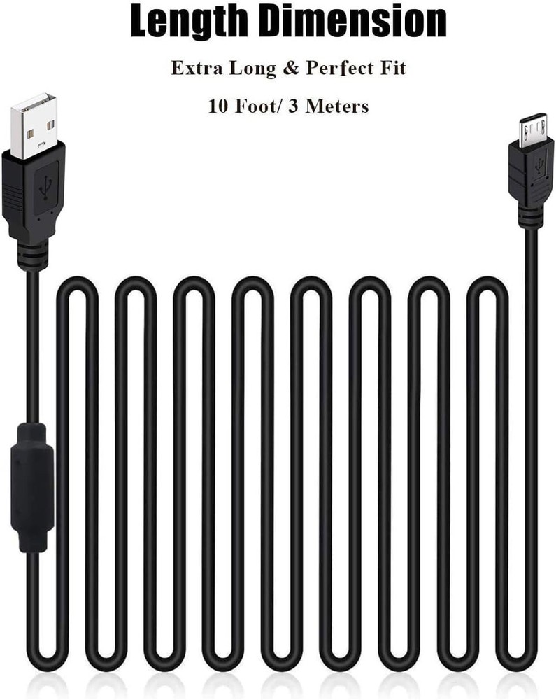 2 Pack 10FT PS4 DualShock 4 Controller Charger Charging Cable with Magnetic Ring