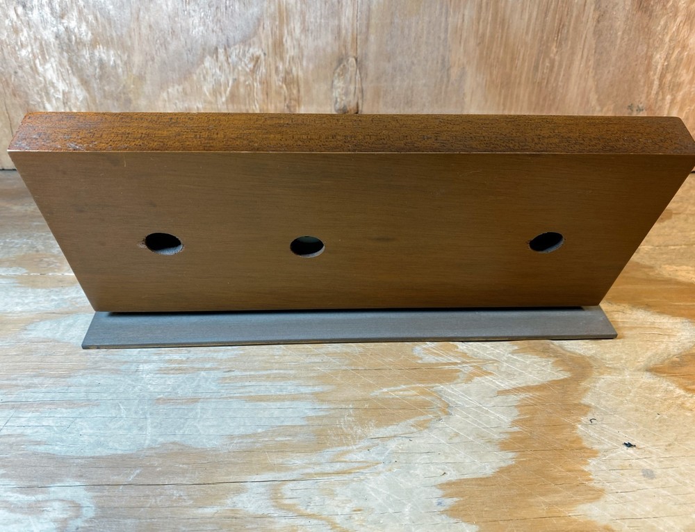 Tabletop Weather Station featuring three analog gauges in a solid wood case