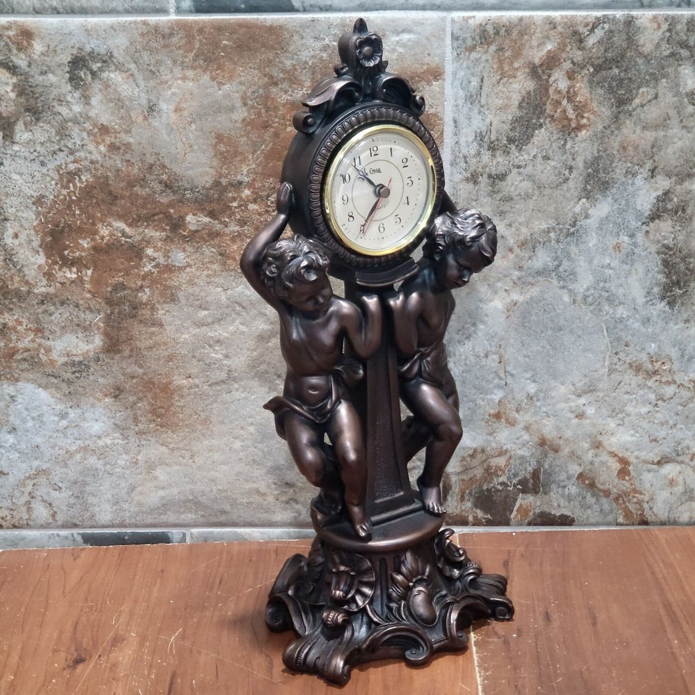 Vintage Bronze Decorative Cherub Clock Home Decor