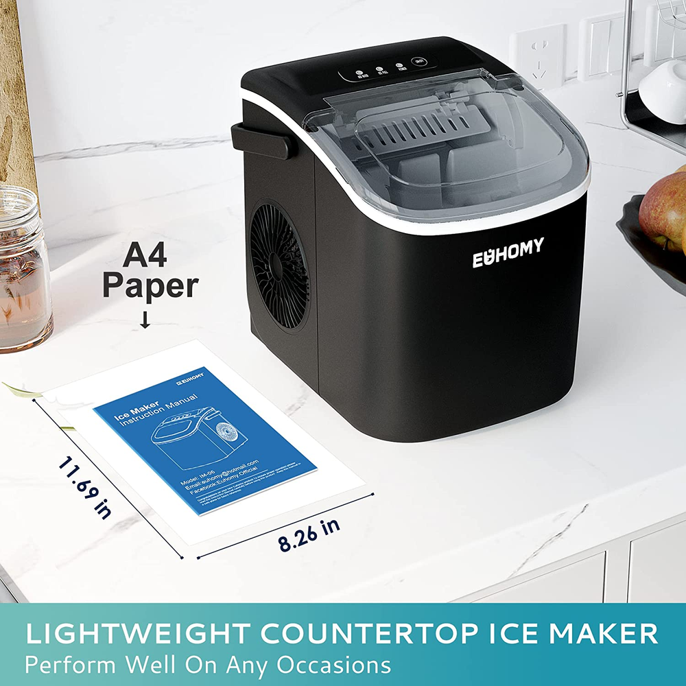 Countertop Ice Maker Machine with Handle Portable Ice Maker with Basket & Scoop