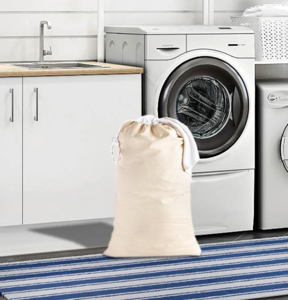 Extra Large Laundry Bags - Heavy Duty Cotton Canvas Drawstring Closure Washable
