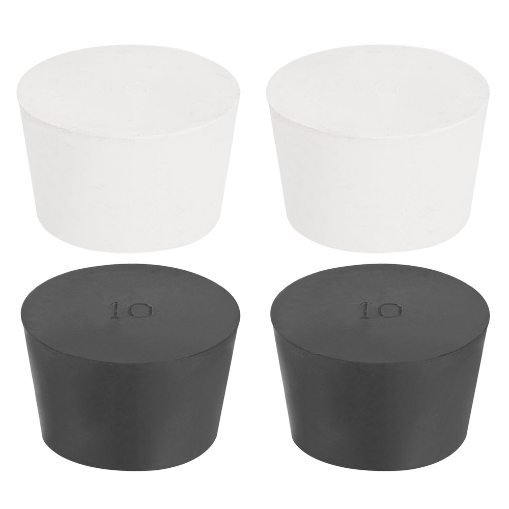 4 Pcs Solid Rubber Stopper Size 10#-52mm x 43mm - 32mm Long, Black/White