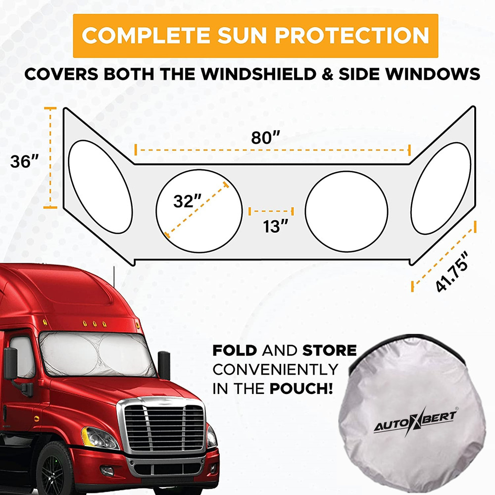 Truck Front Windshield + 4 Side Window Sunshade Sun Shade Visor For Semi Trucks