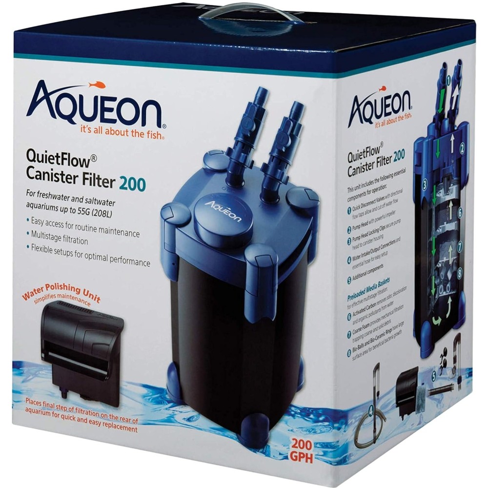 QuietFlow Canister Aquarium Filter up to 55 Gallons