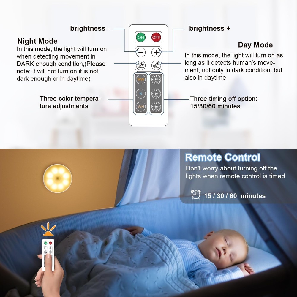 6 Pack Under Cabinet Lights [with Remote], 16 6 Pack, 3 Colors Adjustable