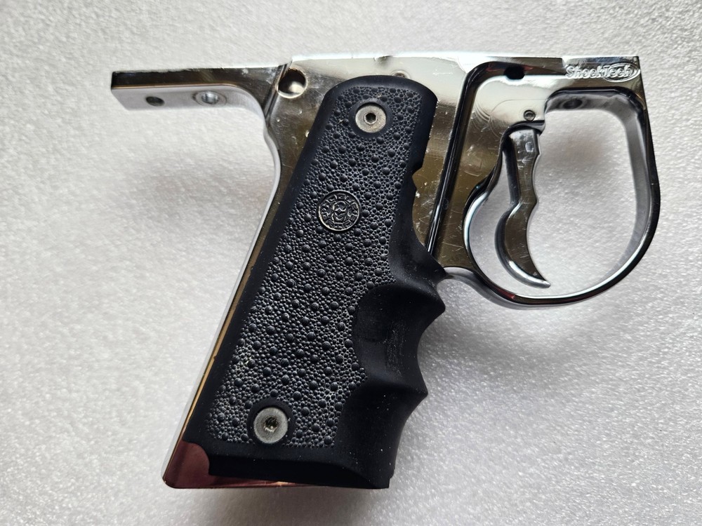 Shocktech hinge frame for Autococker - chrome nickel w/ hogue grips -
