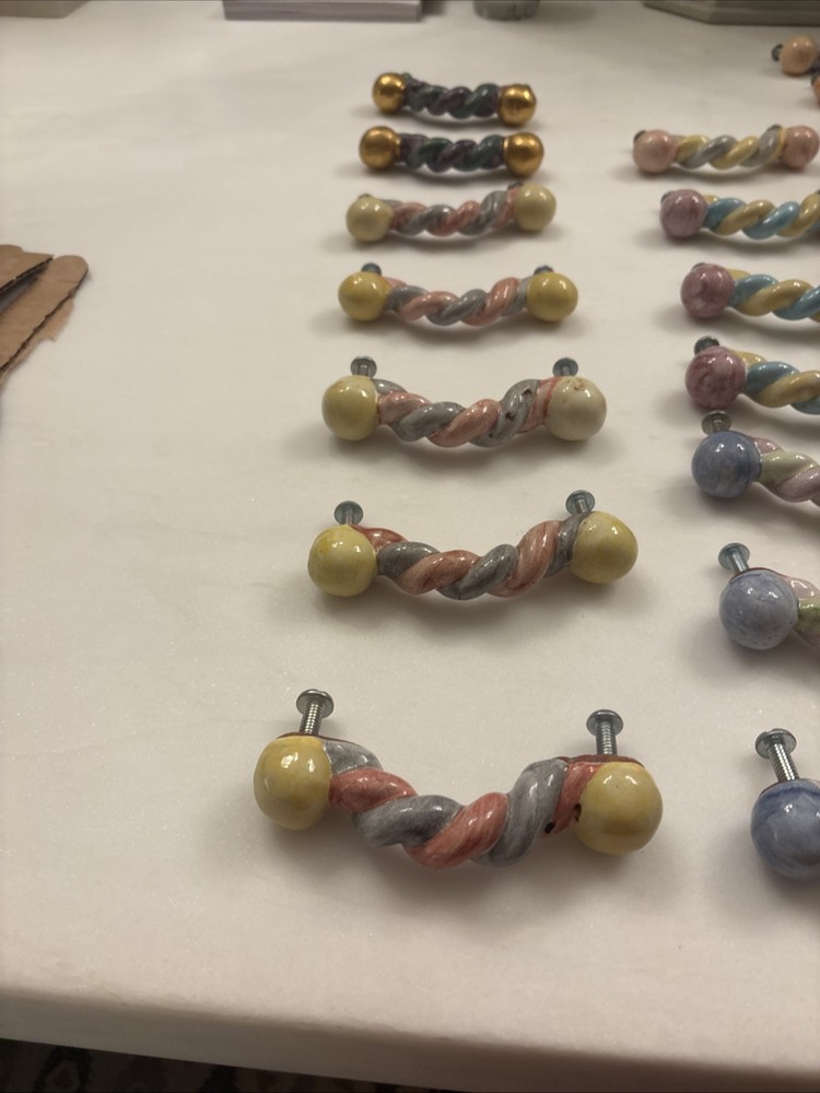 MacKenzie-Childs Ceramic Drawer Pulls Pastel Set Of 32 Plus 2 Broken
