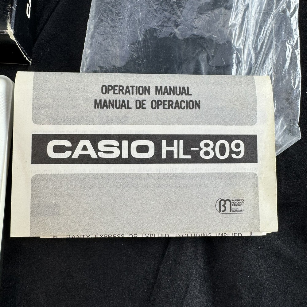 Vintage Casio HL-809 Electronic Calculator W/ Box Instructions Hand Held