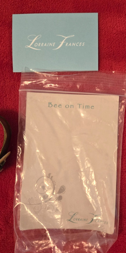 Lorraine Frances Bee On Time Brass Cuff Bracelet w/packaging