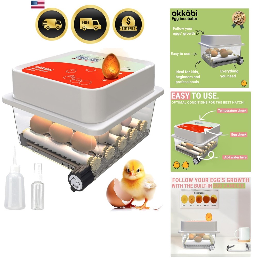 Incubator for Hatching Eggs Automatic Egg Turn Humidity Control Bird Eggs Hat...