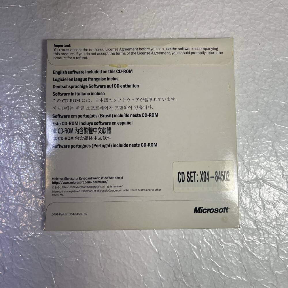 SEALED 1999 Microsoft IntelliType Pro Keyboard Software CD Set X04-84502