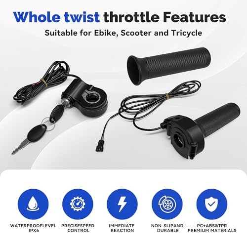 Full Twist Throttle Replacement for Ridstar Q20 with Ignition Switch, Plug and