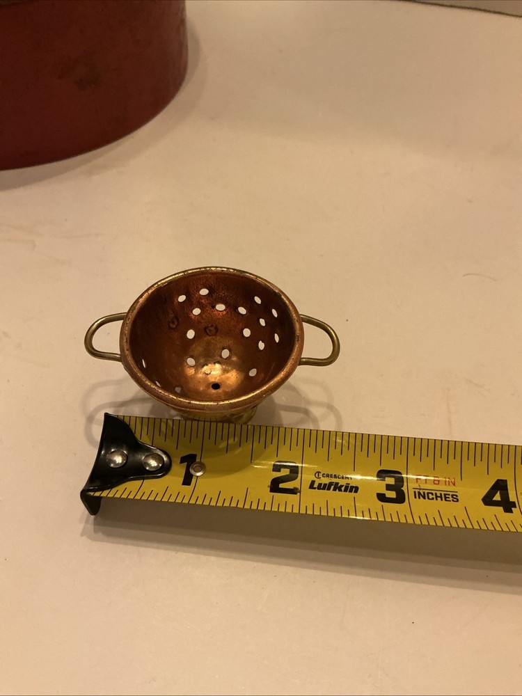Vintage Miniature Hammered Copper Strainer Colander