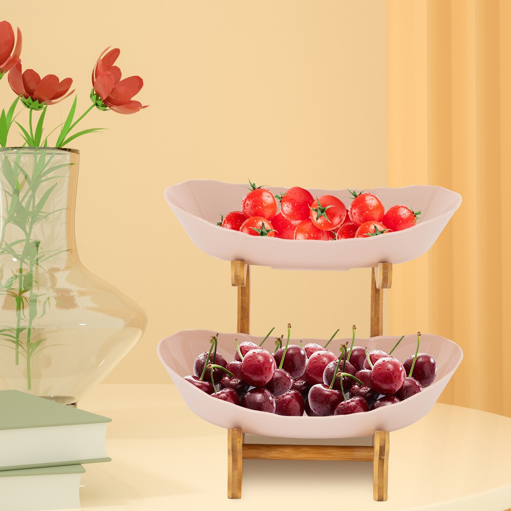 2 Tier Fruit Bowl, Fruit Basket Stand, Fruit Serving Tray
