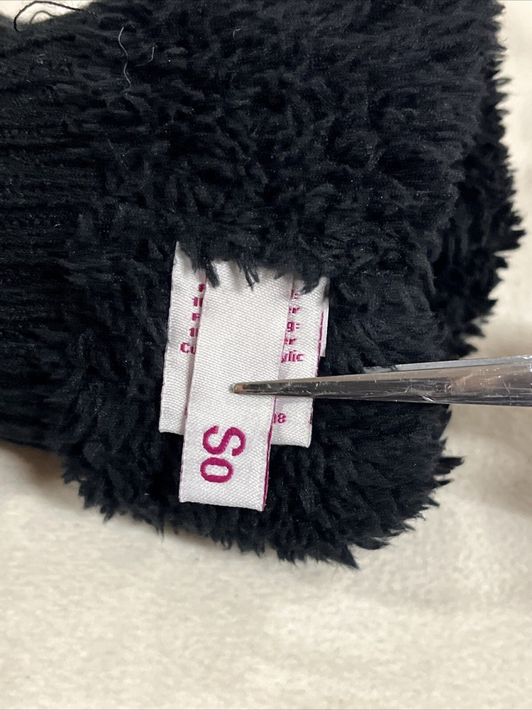 So Black Polyester Faux Fur Mittens Size Small