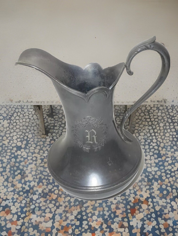 Vintage Jug Pitcher Knickerbocker Silver Company Decorative Monogram