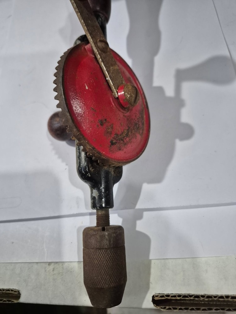 Vintage Hand Drill Antique Eggbeater Style Red