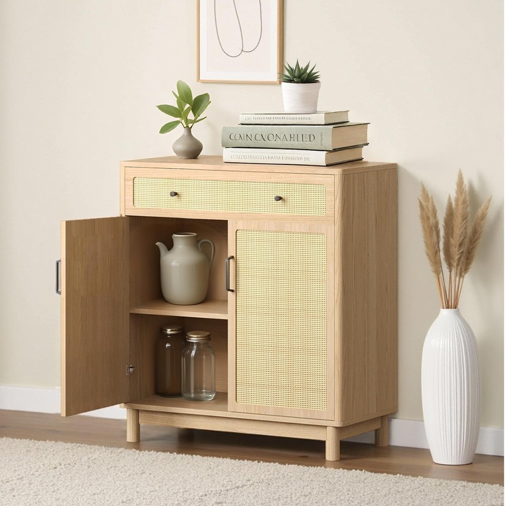 Sideboard Buffet Cabinet with Storage, Modern Wood Versatile Coffee Bar Conso...