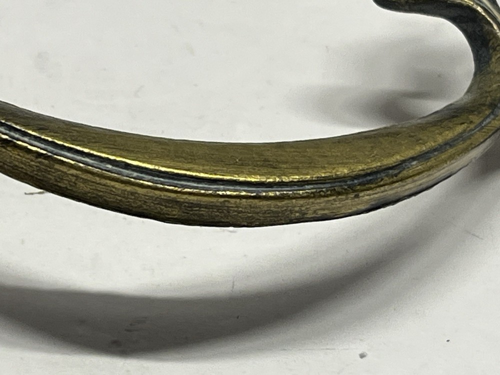 Vintage NOS 9 1/4” Decorative Brass/Whitewash Fixed Drawer Pull