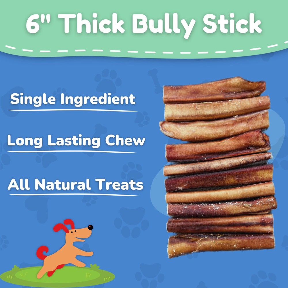 Fetch & Fun BULLYSTICKS - 6 Inch Bully Sticks (Thick - 16 Count) Bully Sticks...