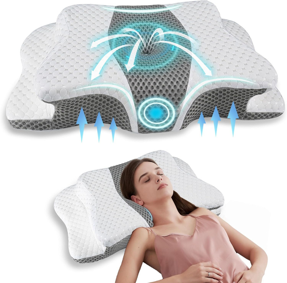Cervical Pillow Neck Support Memory Foam Ergonomic Contour Side Back Sleep