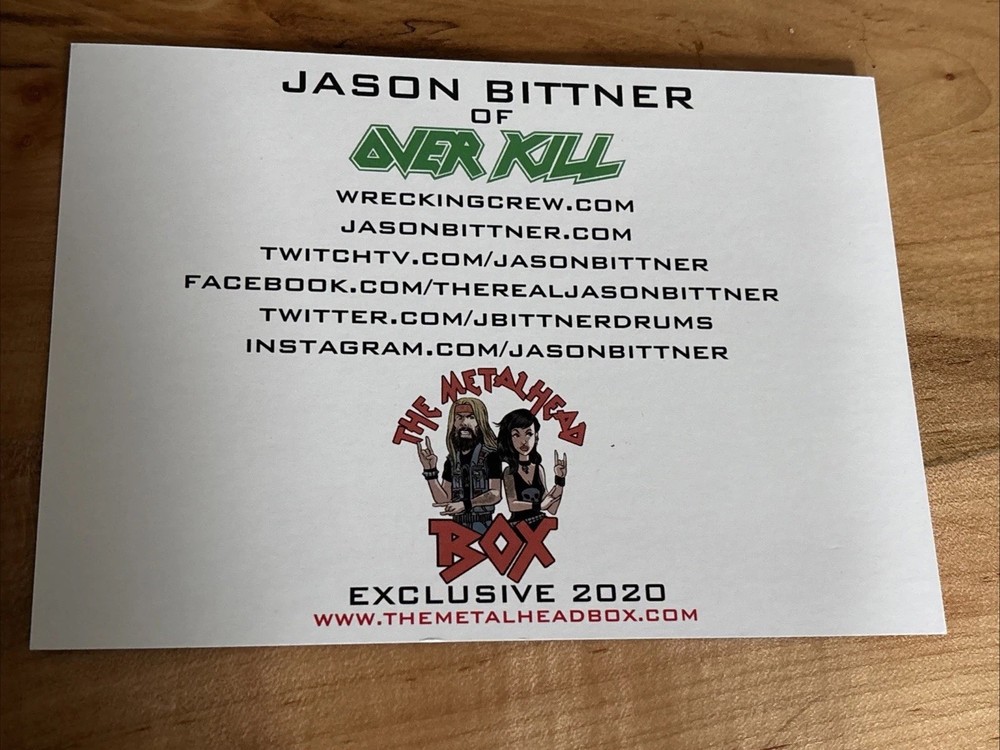 Jason Bittner Overkill SIGNED Photo Card