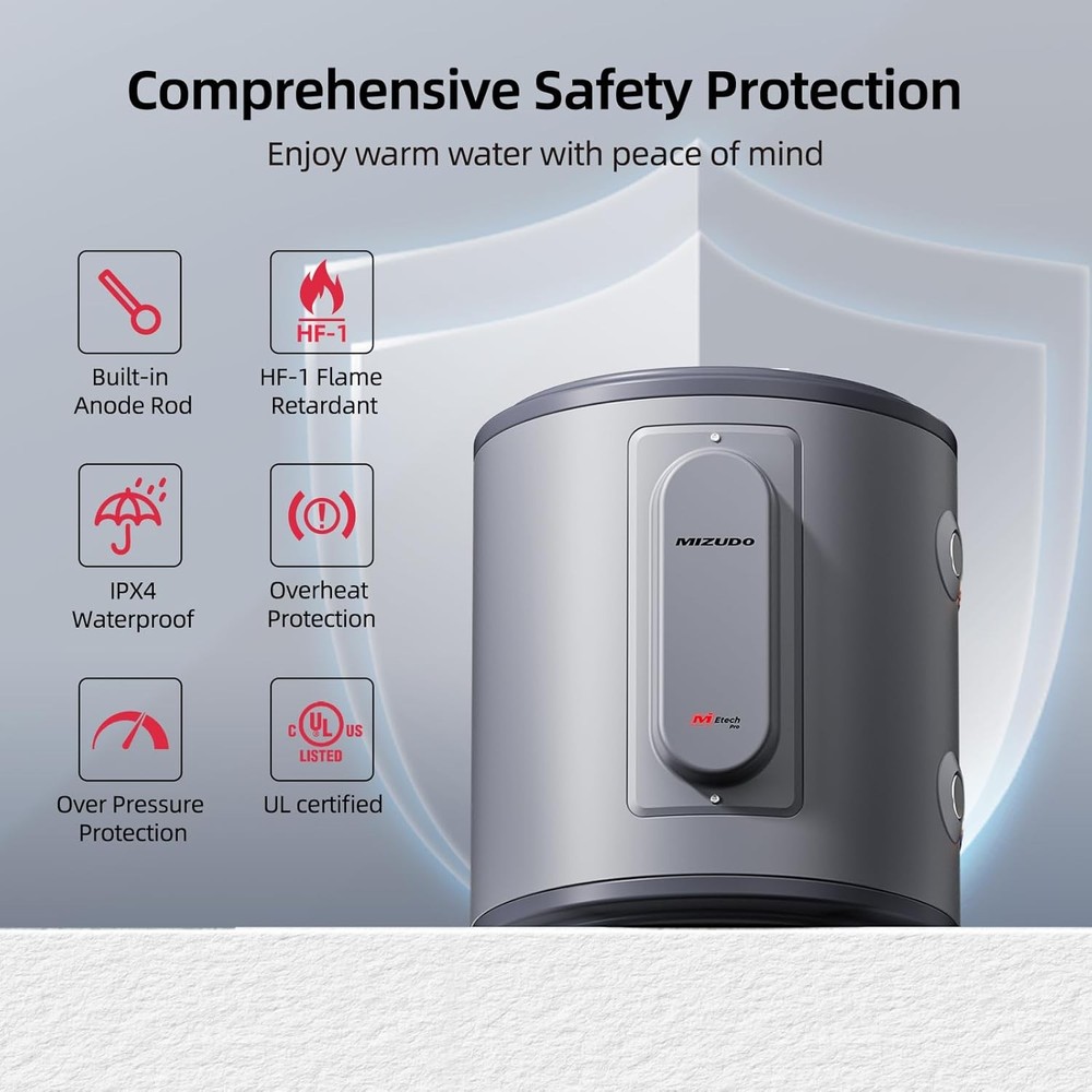 6 Gal Electric Mini Tank Water Heater 1500W Compact Storage for Under Sink, RV