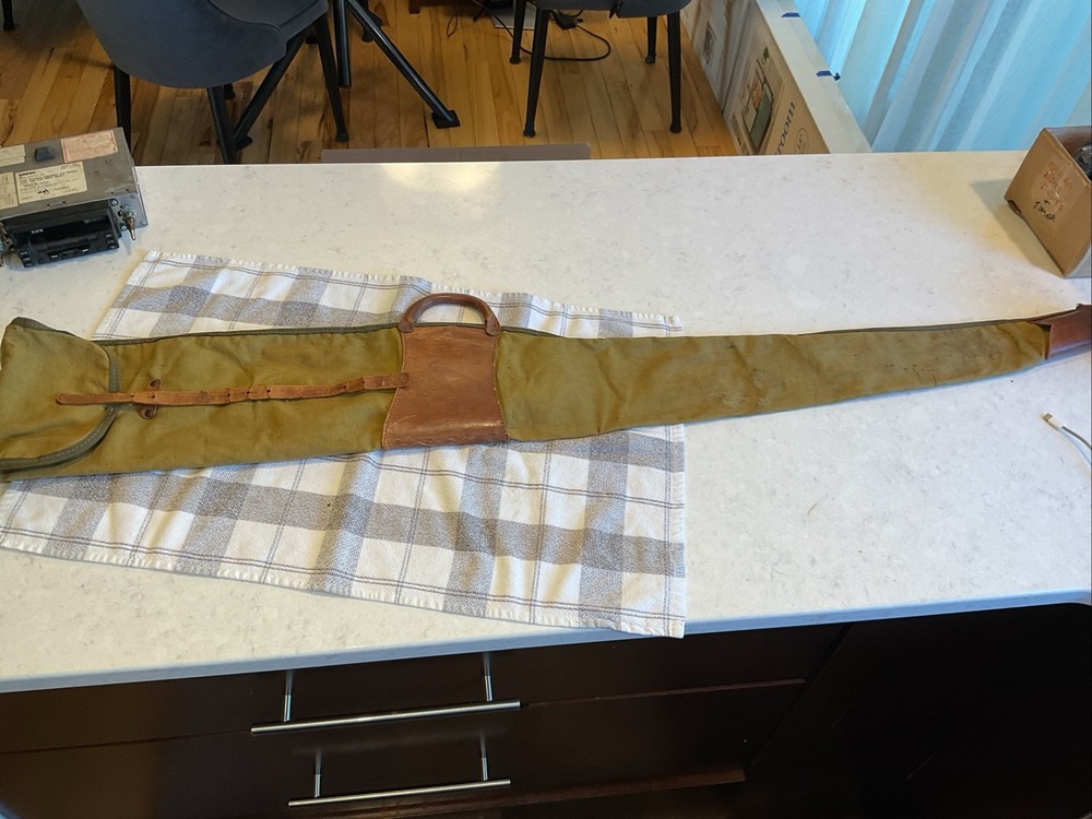 Vintage leather and canvas rifle case