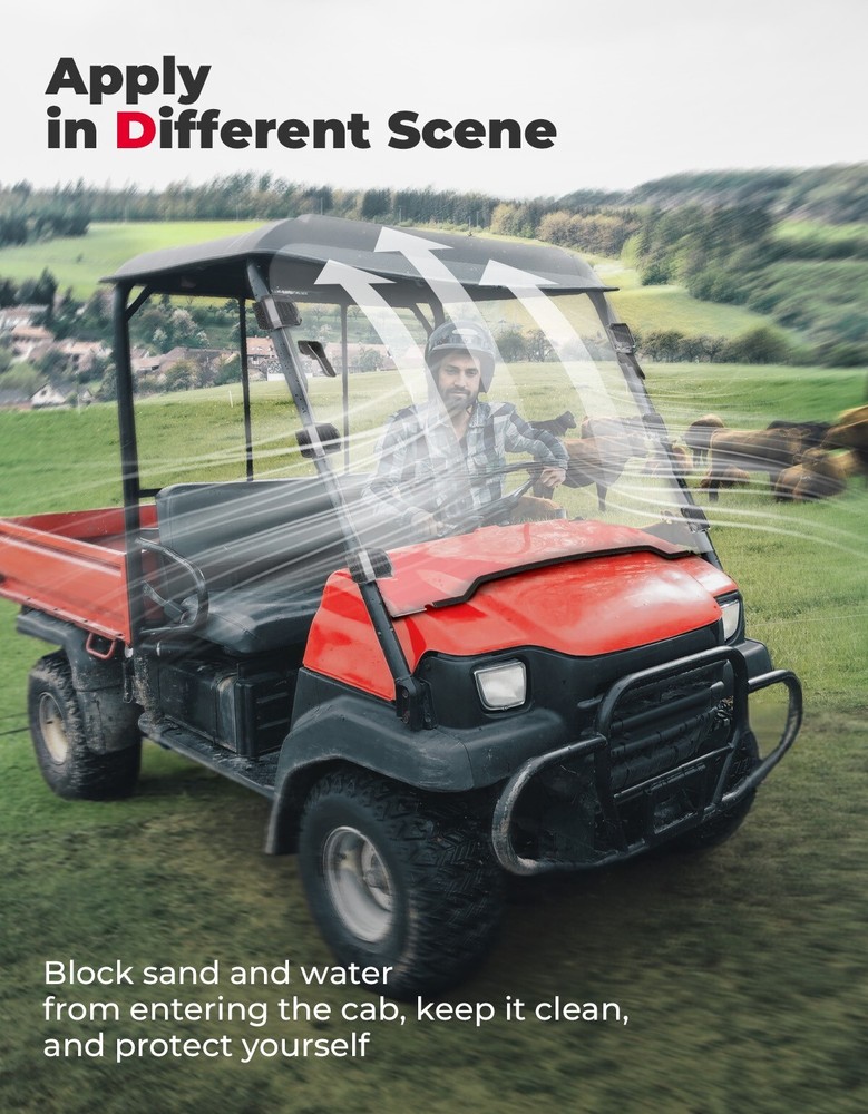 For Kawasaki Mule 3010 2003-2009 Front Folding Windshield Fold Up Window Clear